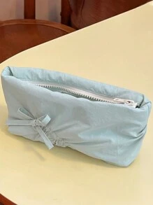 柔软枕头形大容量铅笔盒蝴蝶结设计收纳袋，适合女孩，INs 风格旅行便携式化妆包，返校必备品，感恩节、圣诞节、生日万圣节装饰创意礼物，返校，学校用品 - 彩色 - 查看 12