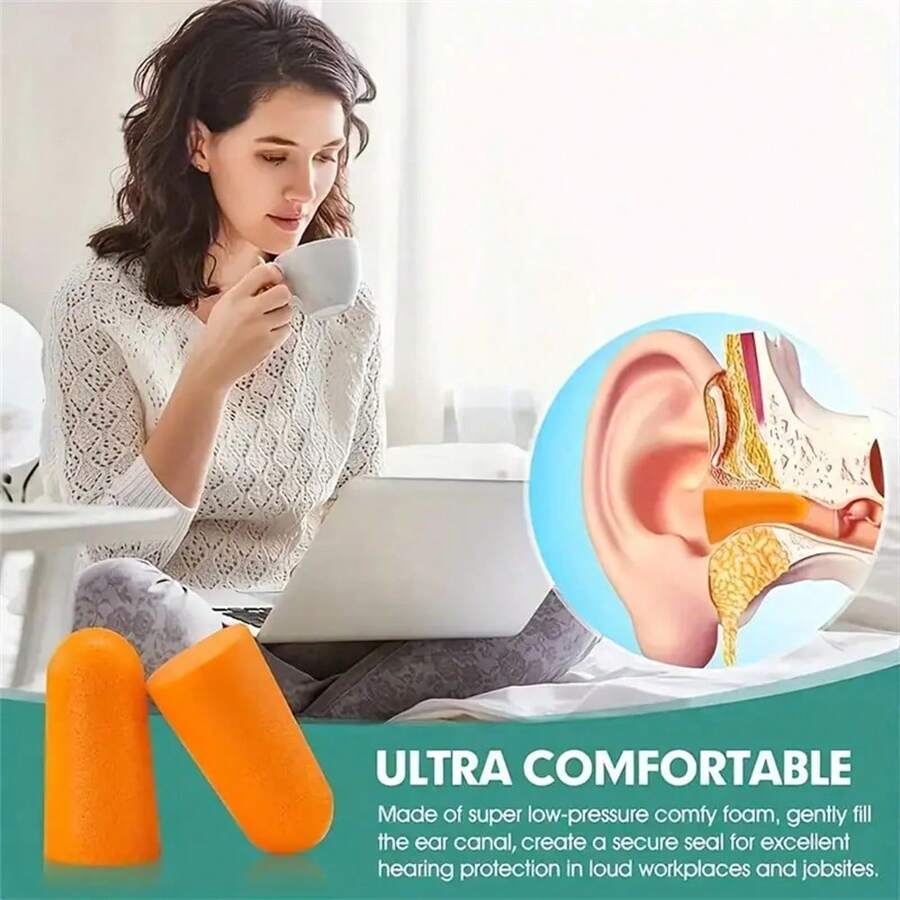 2 Pairs Earplugs Noise Reduction Protection Sound Insulation Foam Soft