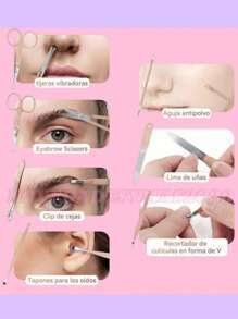 Set 18 Piezas, Manicura y Pedicura con estuche,Acero Inoxidable, Herramientas De Manicura - Rosa coral - Ver 5