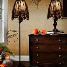 1 Piece Halloween Bat Spider Web Lampshade Lace Ribbon Exquisite Lampshade Curtain Fireplace Decoration - Black - View 3