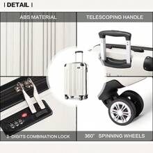 Lightweight ABS Trolley Case With Combination Lock And 4 Wheels For Business Travel Men & Women 19 Inch Carry On Cabin Suitcase 24 Inch And 28 Inch Check-In Luggage - Beige - View 8