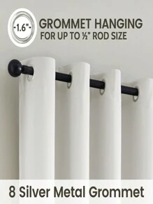 Estelar Textiler 两片装灰白遮光窗帘，长 84 英寸，隔热窗帘，适用于客厅和卧室窗户 - 白色 - 查看 6
