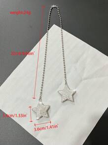 1 件银色水钻星形汽车挂饰 - 銀色 - 查看 4