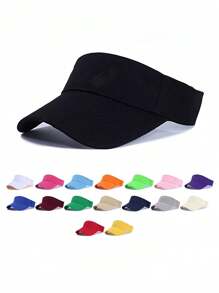 Solid Color Plain Sun Hat For Girls, Sunscreen Sun Shade Cap For Boys, Sports Visor Cap For Summer Running