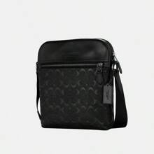 Coach Houston Flyer Bag, Featuring Signature Embossed Leather, Men's Shoulder Bag/Messenger Bag 4009 QBBK - Black - View 3