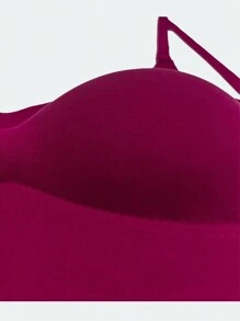 玫瑰内衣无缝胸罩露背胸罩女士内衣深 V 低胸可爱聚拢胸罩贴身女性透气加垫学生胸罩适合女生小胸 - 玫瑰紅 - 查看 6