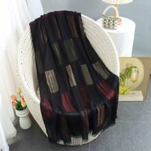 1pc New Geometric Cutout Linen Long Scarf For Women, Elegant Beach Accessories Versatile Shawl, Windproof, Breathable, Anti-Sun, Headwrap, For Travel, Holiday, Casual & Beach - Rectangle - View 6