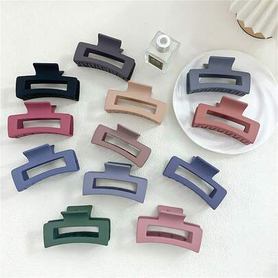 1pc Matte Finish Hair Clip With Acrylic For Women, Back Hair Clasp Hairpin Headwear