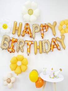 Globo de letra de Cumpleaños Feliz de 16 pulgadas en color blanco con patrón de margaritas, banner de cumpleaños en blanco para decoraciones de fiesta - Blanco - Ver 3