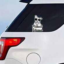 Pitbull Mama有趣鬥牛犬貼紙-平面圖-汽車、牆壁、筆記本電腦、卡車貼紙窗戶、汽車、卡車汽車配件 - 黑色 - 查看 4