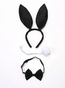 Conjunto de 3 piezas de chica conejita sexy, incluyendo diadema con orejas de conejo, corbata de moño y cola esponjosa, disponible en varios colores, adecuado para festivales, fiestas, actuaciones y complementos de vestir diarios para Halloween o baile de graduación