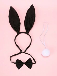 Conjunto de 3 piezas de chica conejita sexy, incluyendo diadema con orejas de conejo, corbata de moño y cola esponjosa, disponible en varios colores, adecuado para festivales, fiestas, actuaciones y complementos de vestir diarios para Halloween o baile de graduación