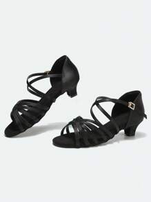 Latin Dance Shoes Stiletto Shoes Dance Sandals Tango Salsa Dance Hall Practice Performance Dance Shoes - Black - View 5