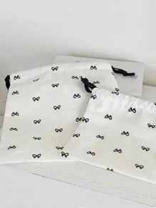 1 pièce/set Sac de rangement à cordon élégant avec impression nœud papillon, sac de maquillage, sac de sous-vêtements et de vêtements, sac hygiénique. Ensemble organisateur de voyage essentiel pour les courts séjours, jeu de cubes de rangement, ensemble de sacs de rangement pour valise. Fournitures scolaires, accessoires de chambre étudiante, décoration de chambre. Organisateur de maquillage, sacs de maquillage, trousse de maquillage. Organisateur de maquillage pour les vacances d'hiver, fournitures scolaires.