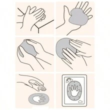 一个带相框的婴儿手印和脚印粘土套件，新生儿手印和脚印纪念品，婴儿送礼会礼物婴儿送礼会家庭装饰礼物婴儿送礼会复活节礼物，适合女孩/男孩 - 原木色 - 查看 7