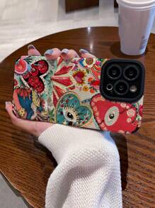 1 pieza Funda de teléfono suave con textura 3D y patrón de ojo totémico, compatible con iPhone y Samsung - Multicolor - Ver 4