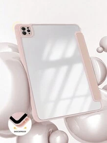 1 Giá đỡ gấp ba bằng acrylic trong suốt có khe cắm bút, khung màu, cạnh mềm, ốp lưng acrylic phủ toàn bộ, ốp bảo vệ máy tính bảng khi ngủ/thức, tương thích với iPad Mini6/9.7/10.2/10.5/Air4/Air5/10.9 inch/Pro11 inch/10/12.9/Air 11 inch (M2)-2024/Air 13 inch (M2)-2024/Pro 11 inch (M4)-2024/Pro 13 inch (M4)-2024 - Hồng - Xem 6