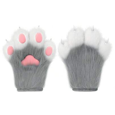 Vuxna Katttasshandskar Fluffiga Djurklor Cosplay Kostymtillbehör Halloween Termotillbehör