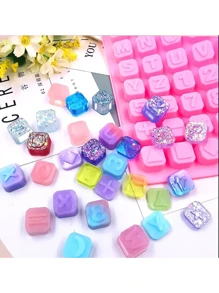 1 Pz Molde silicon letras, abecedario y símbolos, multiuso, jabón, chocolate, resina, multifuncional, flexible. - Multicolor - Ver 4