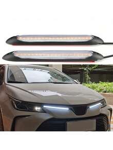 2入組車用LED行車燈，啟動掃描雙色轉向改裝柔性高亮度燈條 - 冰藍和黃色 - 查看 5