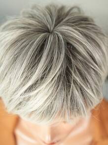 7JHH WIGS 10 Inch Platinum Blonde Pixie Cut Wig Elegant Extra Short Layered Wig With Bangs Mixed Black Highlight Hair, Heat Resistant Synthetic Fiber Hair Wig For Daily Wear, Music Festivals Celebrations Use. Anime Or Costume Cosplay Use Wig Accessories - 挑染金色 - 查看 6