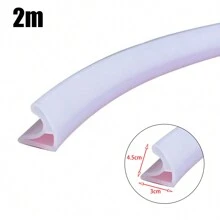 Ferma-acqua per doccia, guarnizione autoadesiva per doccia 2M, soglia pieghevole per porta doccia per separazione bagnato e asciutto, guarnizione in silicone per cabina doccia per cucina, bagno - Bianco - Visualizzare 3