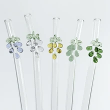 1/2 Chiếc Nhiều Màu Sắc Hình Nho Thủy Tinh Chịu Nhiệt Ống Hút, Cong Có Thể Tái Sử Dụng Ống Hút Cho Bé Gái Học Tập, Trở Lại Trường Học - rơm nho - Xem 10