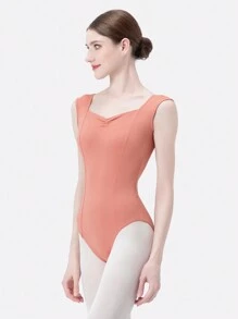 1pc Women's Short Sleeve Fitted Ballet Dance Leotard - Coral Pink - View 6