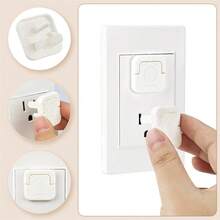 Ổ cắm chống cắm cho bé - 10 gói Ổ cắm an toàn Ổ cắm có nắp ổ cắm điện Bảo vệ chống trẻ em cho trẻ em An toàn tại nhà Hình vuông 3-ngạnh có tay cầm Kéo các mặt hàng cần thiết cho bé màu trắng - trắng - Xem 1