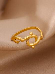 1入極簡阿拉伯愛情名句開口戒指，女士男士18K金鍍不鏽鋼指環，穆斯林禮物訂婚結婚戒指時尚珠寶飾品配件 - 阿拉伯語愛 - 查看 3