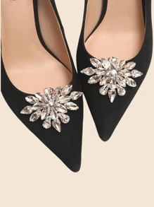 1 para (2 szt.) kryształki szklane metalowe białe złoto kwiat trójkąt gwiazda odpinane DIY klipsy do butów, modne eleganckie akcesoria do butów na obcasy, czółenka, płaskie, czarne/białe/czerwone, eleganckie akcesoria do butów na wiosnę lato