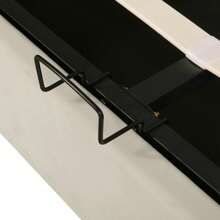 KOMHTOM Polsterbett Ohrenform Samtstoff Große Knopfnähte Doppelbett 140*200, Hydraulisches Funktionsbett mit Lattenrost und Stauraum, Bettkasten mit schmutzabweisendem Samtstoff bezogen, beige ,Polsterbett, Doppelbett mit ohrförmigem Kopfteil,Stauraumbett, 140*200cm