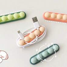 1pc Color Random Desktop Fixed Cable Organizer, Wire Sorting And Storage Hub, Self-Adhesive Winding Device, Data Cable Winding Device, Data Cable Storage Device, Wall Mounted Mobile Phone Charging Cable Fixing Device, Fixed Cable Clip Clip Sorting And No-Drill 1 Piece Of Pea Shaped Earphone Cable Sorting And Storage Cable Routing Device - Multicolor - View 6