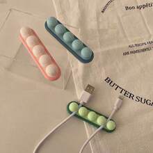 1pc Color Random Desktop Fixed Cable Organizer, Wire Sorting And Storage Hub, Self-Adhesive Winding Device, Data Cable Winding Device, Data Cable Storage Device, Wall Mounted Mobile Phone Charging Cable Fixing Device, Fixed Cable Clip Clip Sorting And No-Drill 1 Piece Of Pea Shaped Earphone Cable Sorting And Storage Cable Routing Device - Multicolor - View 4