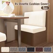 2pcs T-Shaped Jacquard Elastic RV Dining Bench Seat Cover, Camper Sofa Loveseat Furniture Protector Set (1pc Seat Cover + 1pc Back Cover) - 01# Beige - View 1