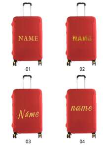 Customized Name In 4 Fonts Customized Luggage Cover 18-32Inch Elastic Suitcase Cover For 18 To 32 Inch Travel Case Personal Tailor Cover Luggage Custom Name Pattern Anti-Scratch Protector Case Protector Cover Personalized Travel Suitcase Cover Protective Cover Dustproof Cover Trolley Case Luggage Dust Cover Travel Accessories - Red - View 2
