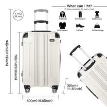 Lightweight ABS Trolley Case With Combination Lock And 4 Wheels For Business Travel Men & Women 19 Inch Carry On Cabin Suitcase 24 Inch And 28 Inch Check-In Luggage - Beige - View 7