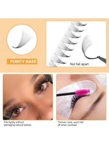 AILAISHI 1 Schachtel Spitze Basis Fertig-Fächer Wimpernverlängerungen. Mittlerer Wimpernverlängerungen Fertig, handgefertigt Fächer, C/D Krausung Gemischte Länge 10D 8-16mm Vorgeformte Knoten-freie Wimpernbüschel, Wimpernbüschel, Einzelwimpern, Wimpern, Künstliche Wimpern