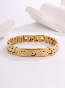 1入組時尚簡約不鏽鋼金色U形皇冠手鍊 - 金色 - 查看 3