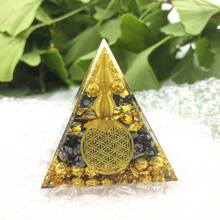 Orgone Pyramid Natural Crystal Energy Generator - Bring Positive Energy, Stress Relief, Meditation And Attract Wealth, Home Decor, Collectibles - Black and White - View 7