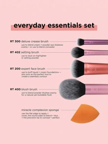 Real Techniques Juego de brochas de maquillaje suaves y esenciales para el cabello, juego de brochas, kit de brochas de maquillaje, juego de brochas de maquillaje, juego de maquillaje completo, juego de brochas de maquillaje, kit de maquillaje completo, juego de brochas, juego de brochas de maquillaje, set de regalo de maquillaje, set - Albaricoque - Ver 3