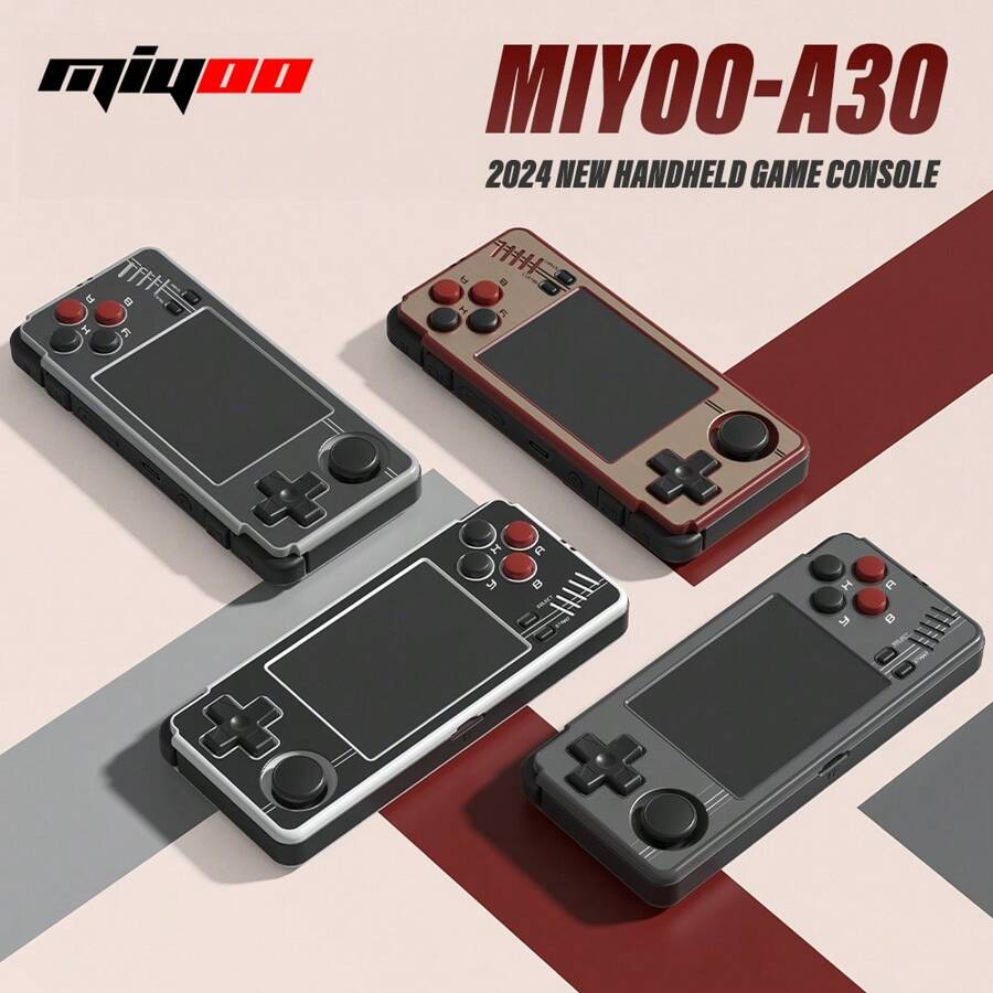 MIYOO A30灰色手提遊戲機 2.8'' IPS屏幕 Linux系統 橫向復古模擬器視頻遊戲機振動馬達播放器禮品 1個裝 - Grey-64G - 查看 1