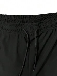 Quick Drying Comfy Shorts, Men's Casual Non-Stretch Elastic Waist Drawstring Shorts With Reflective Design For Summer Gym Workout Training
