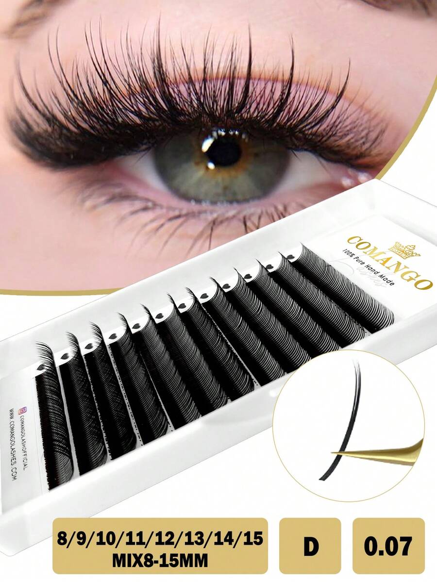 CoMango 5D Flora Lashes 0.07mm Easy Fan Eyelash Extensions Wholesales Premade Volume 12 Rows W Style Natural Soft - D - View 1