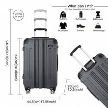 Lightweight ABS Trolley Case With Combination Lock And 4 Wheels For Business Travel Men & Women 19 Inch Carry On Cabin Suitcase 24 Inch And 28 Inch Check-In Luggage - Grey - View 6