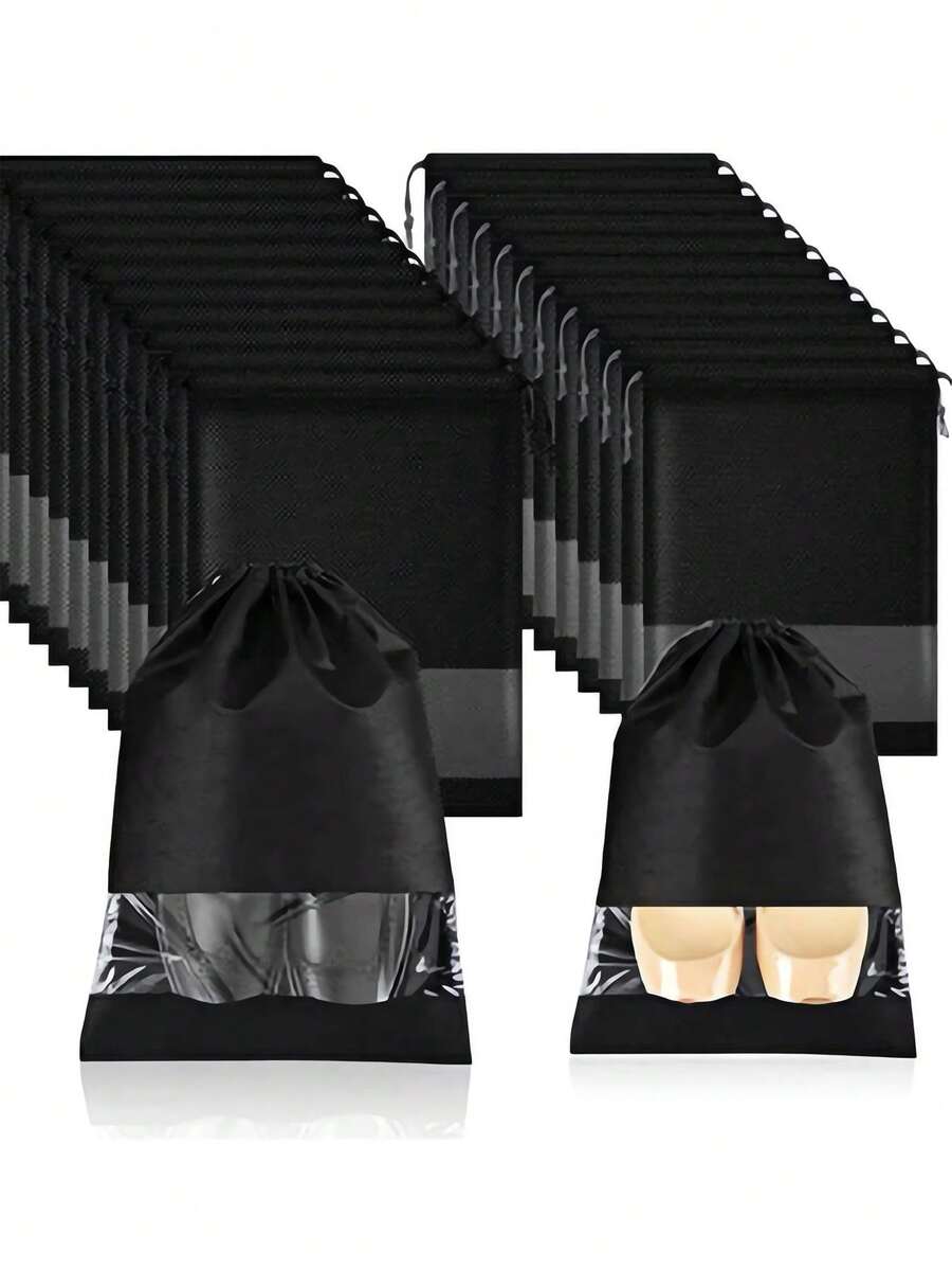 1件/5件/10件一次性无纺布防黄袋纯色鞋袋黑色无纺布防尘鞋套鞋子收纳袋防潮旅行鞋子包装鞋袋家用鞋套袋简约黑色抽绳防尘旅行鞋袋旅行防尘抽绳鞋子配件鞋子收纳鞋盒鞋子整理器鞋袋房间杂物鞋子收纳袋家用旅行黑色鞋子防尘套