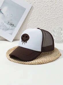 1只男士表情印花休閒風卡車司機帽，適用於日常生活和街頭 - 彩色 - 查看 2