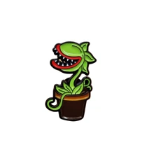 1 Pieza Broche de metal con esmalte verde de la Planta Piraña, lindo accesorio para chaquetas y bolsos, Pin de solapa de juego - Verde - Ver 6
