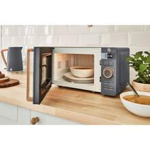 Nordic Digital Microwave, 20L, 6 Levels, Timer, Wood Effect Handle, Modern Design, Matt Grey, 800W, Swan, SM22036GRYNEU - Grey - View 3