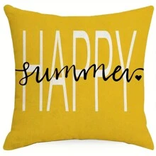 4pcs Spring And Summer Pillow Case, Yellow Letter Flower Pattern Pillow Case, Watercolor Daisies Simple Style Suitable For Home Decoration, Sofa Outdoor Office By Set Decoration 18*18inch